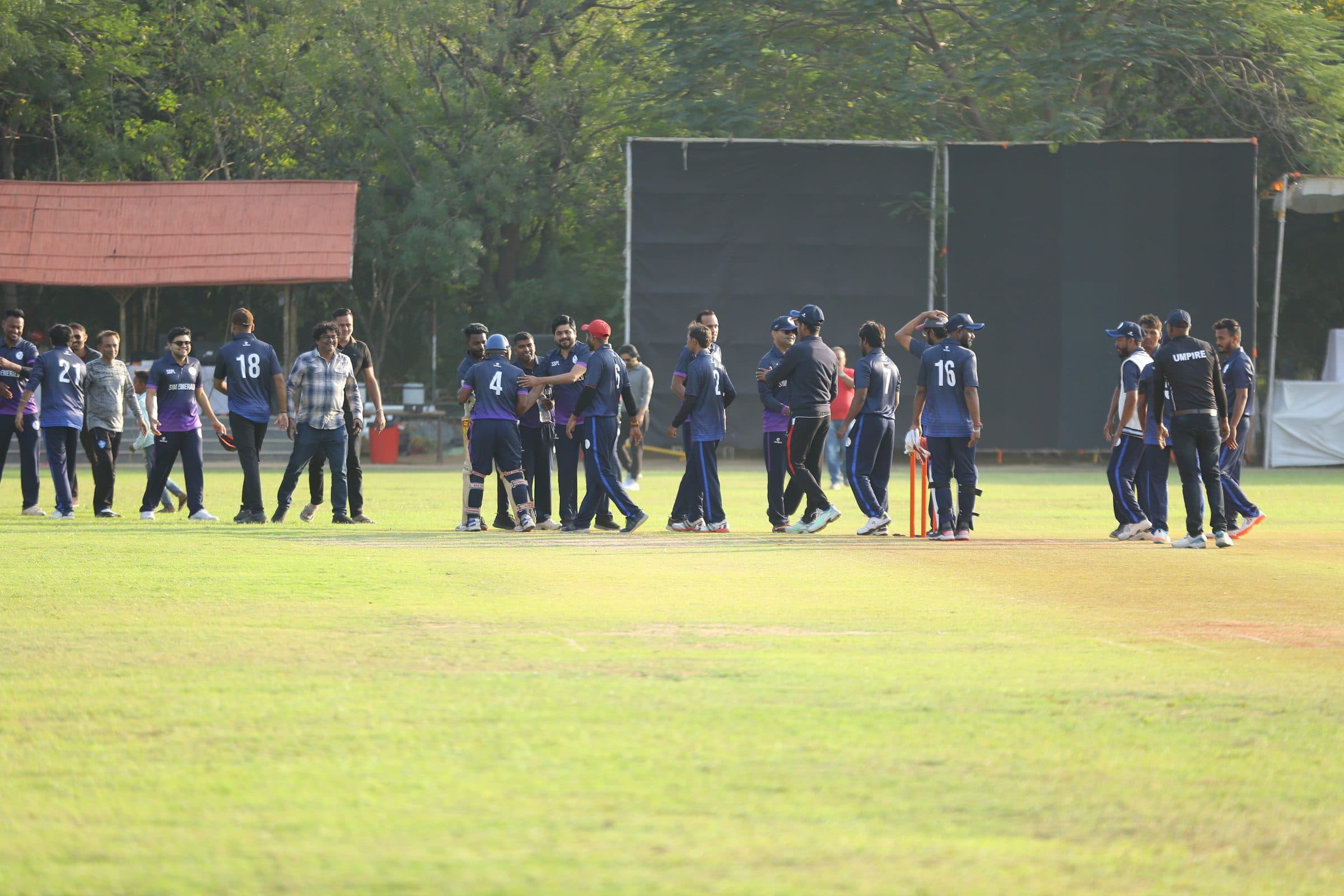The whole group gathered on the field