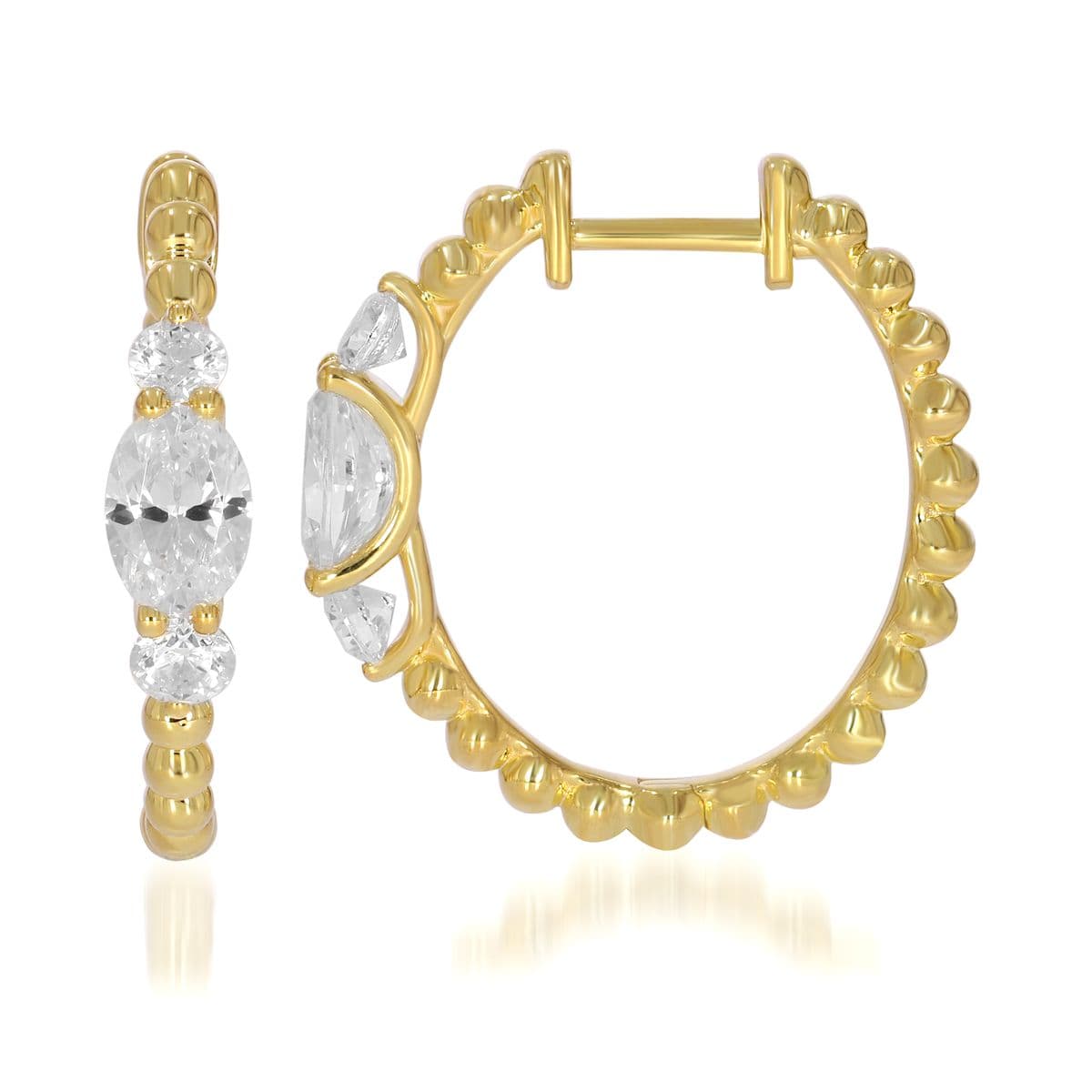 Diamond Hoop Earrings, style 22-V0304